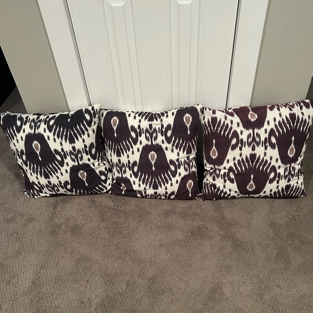 Threshold Brown and cream Accent Outdoor Pillows 
18”x19” square set of 3